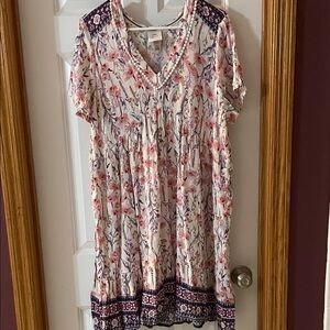 Knox Rose Floral Midi Dress in Cream, Pink and Purple Size XL